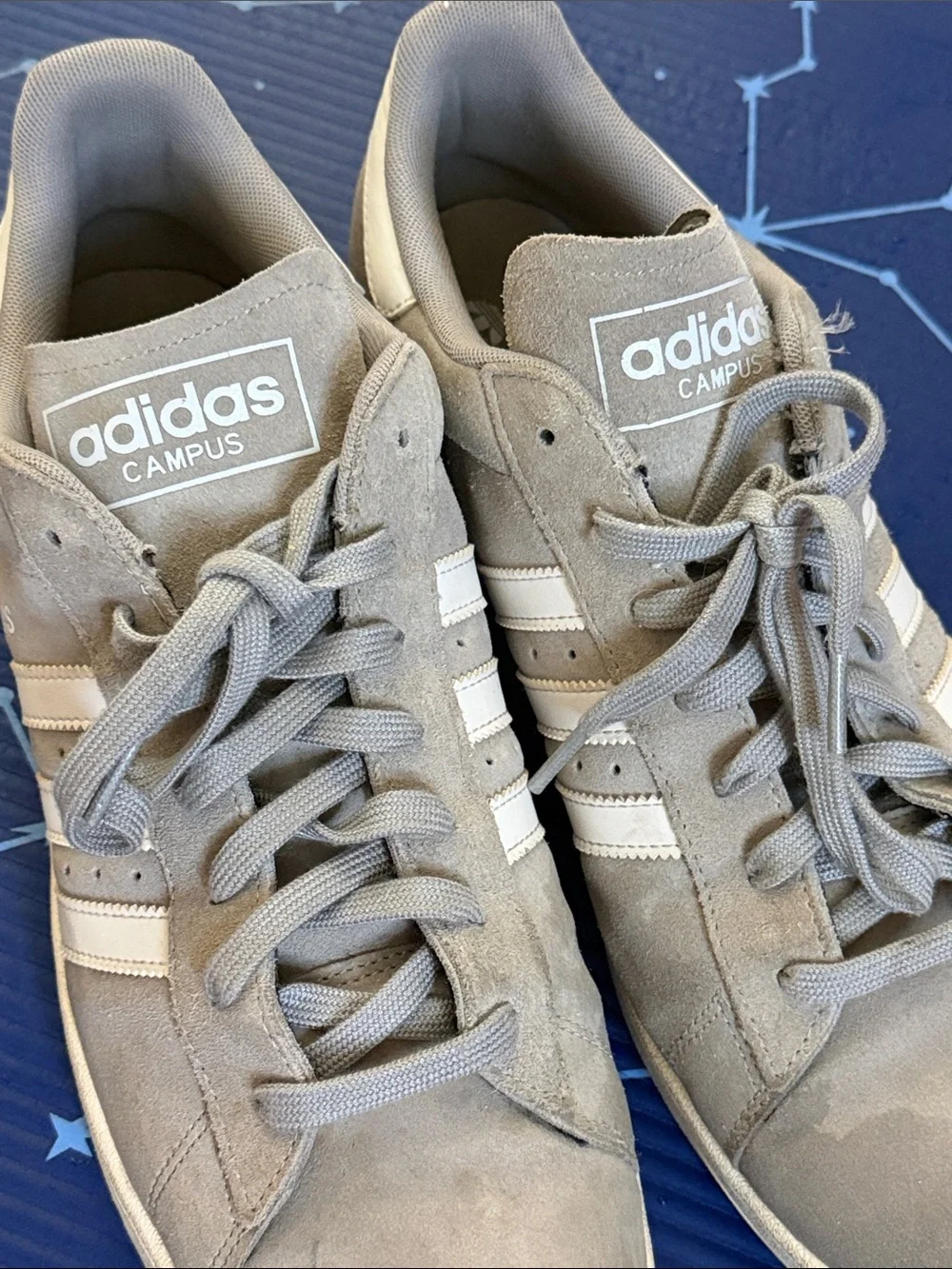 adidas Campus Suede Sneakers in Gray with White Stripes